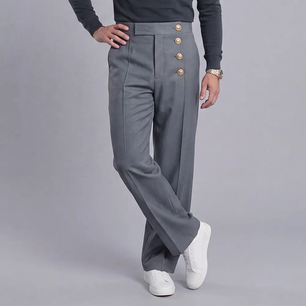 para hombre holgado-Fit, High-Waisted, Wide-Leg, Single-Breasted Dress pantalón