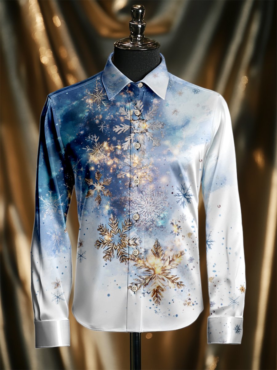 Camisa seda de lujo Christmas de manga larga para hombre