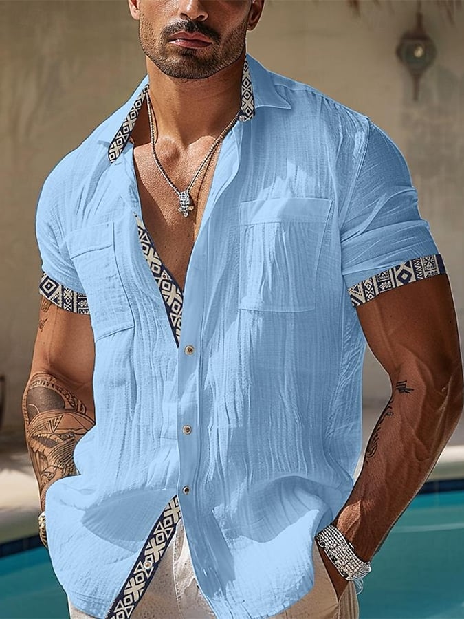 Camisa casual Hawaiian Cashew floral de lino para hombre