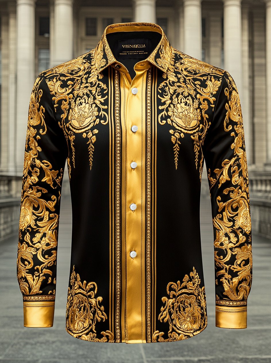 Camisa de lujo de manga larga with Beast estampado para hombre