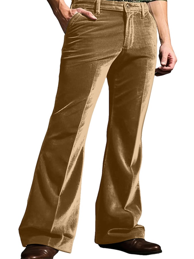 Casual de color sólido terciopelo Flared Trousers para hombre