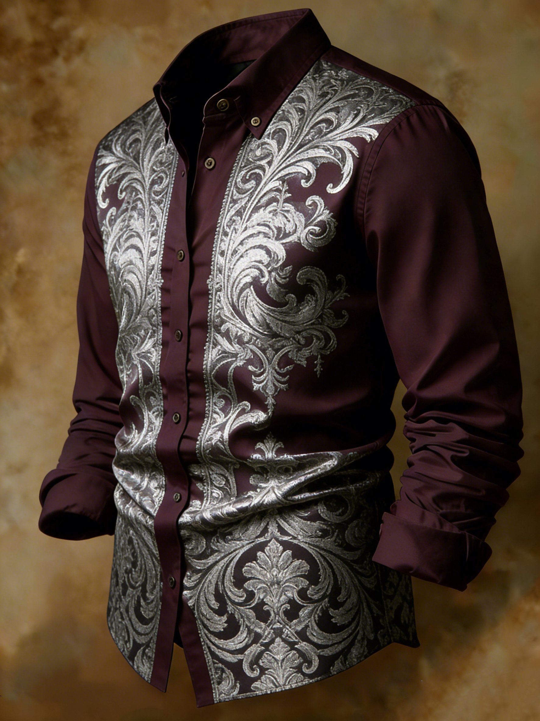 Camisa Gothic Baroque Silver estampado ejecutivo