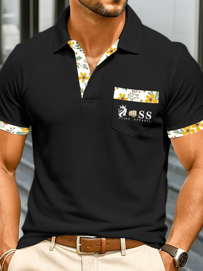 Camisa polo elegantee Letter estampado casual para hombre