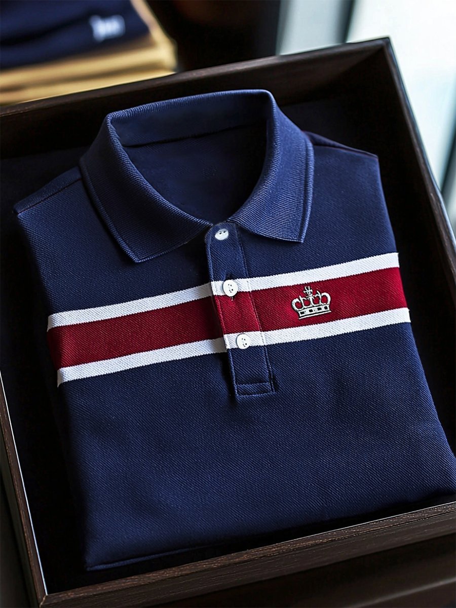 Camisa polo ejecutivo casual a rayas Button de manga corta para hombre