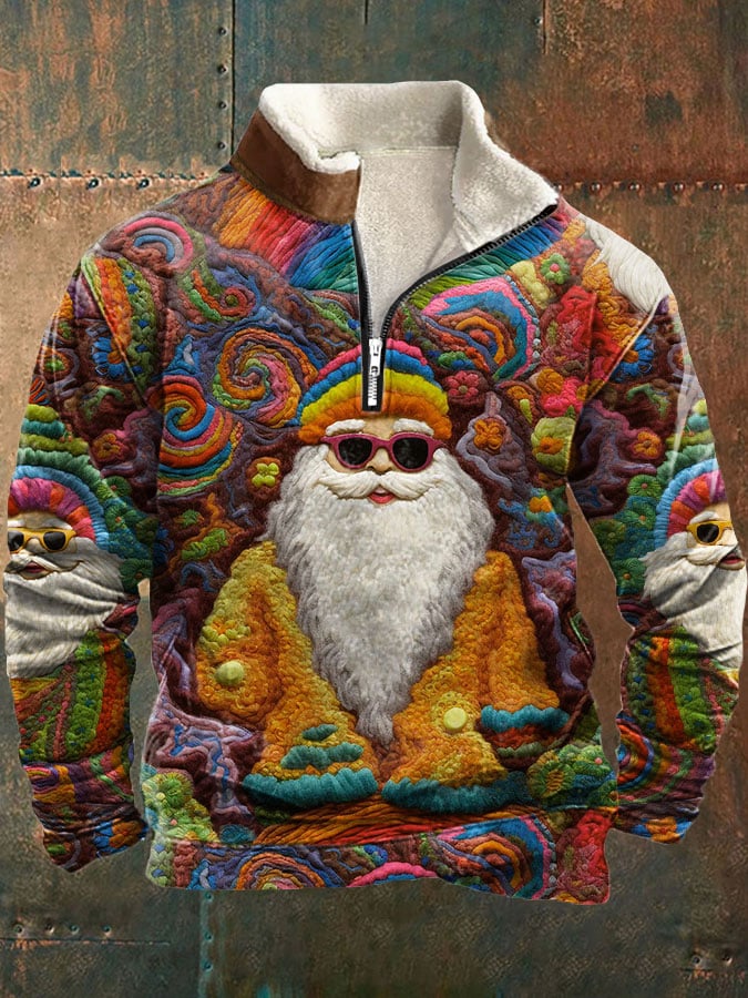 Sudadera vintage Santa estampado para hombre