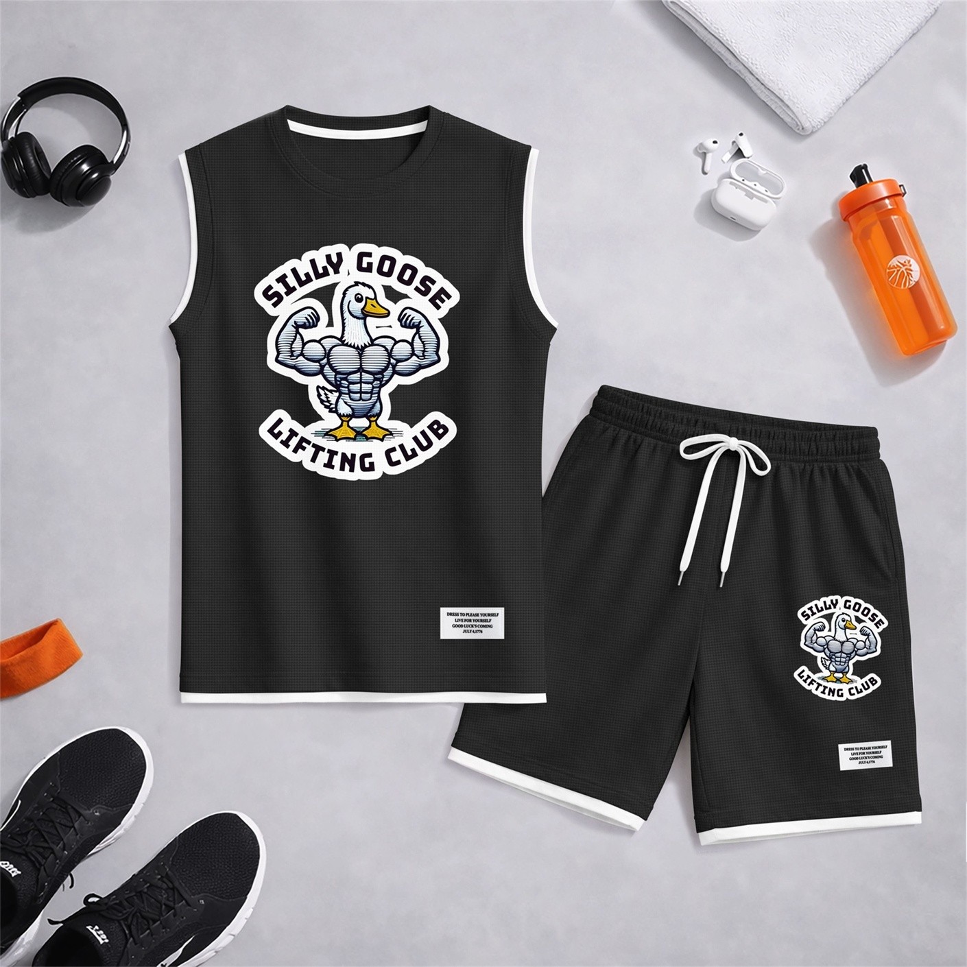 Shorts casual 2 Piece Outfit Graphic Tank Top and Set, Sleeveless Summer Matching Clothes, Regular Fit Streetwear Set for Men, suave Lightweight de moda Outfit for Travel and Weekend Wear para hombre