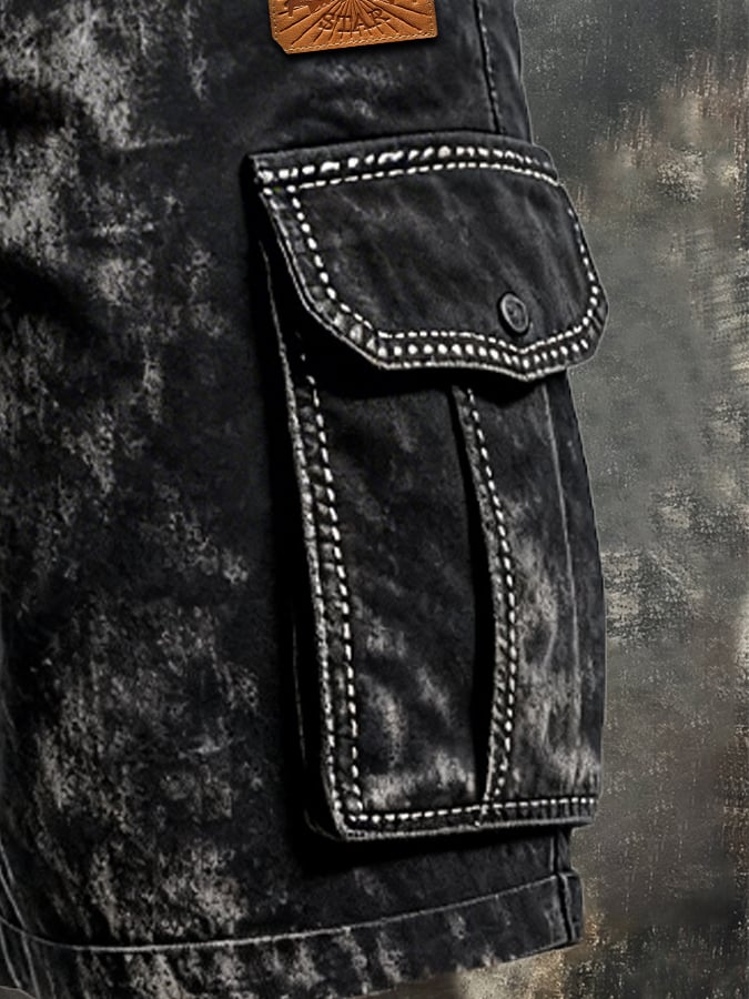 Shorts retro para exterior Functional Washed desgastado mezclilla para hombre