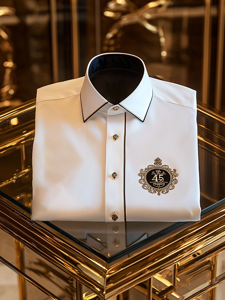 Camisa satén de lujo ejecutivo de manga larga para hombre