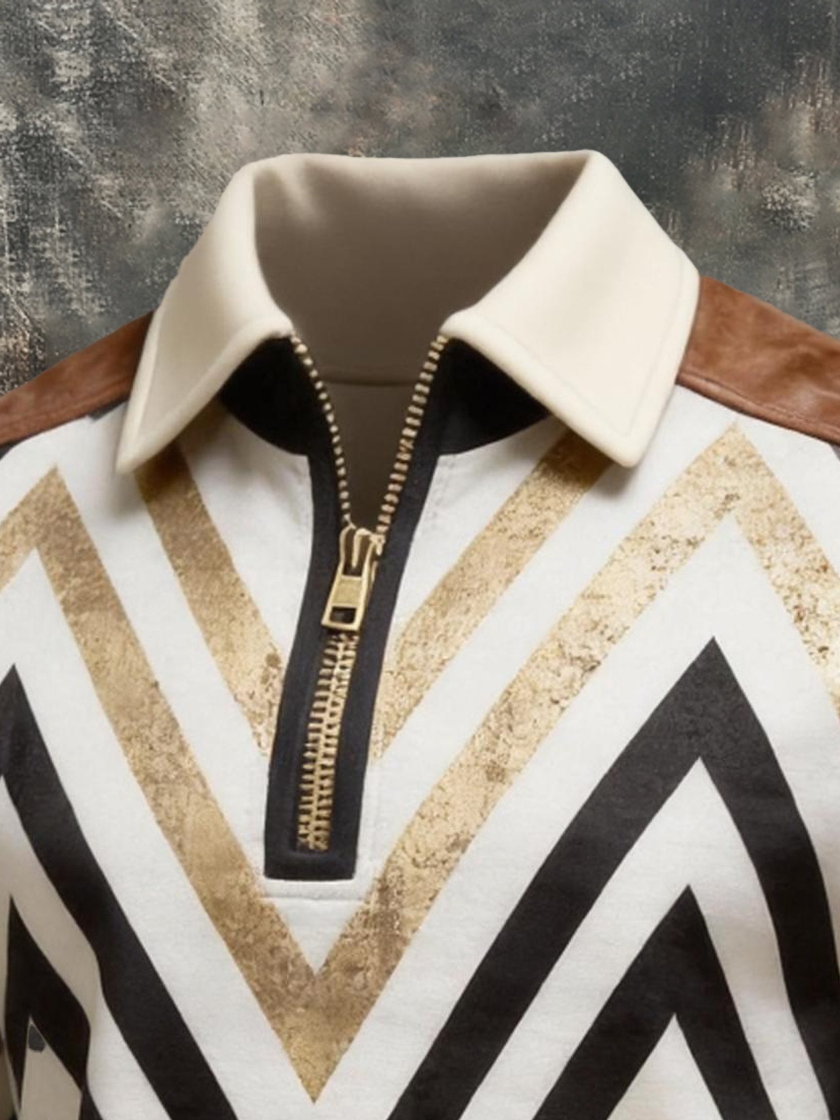 Sudadera de modaable Color-Block estampado con cierre para hombre