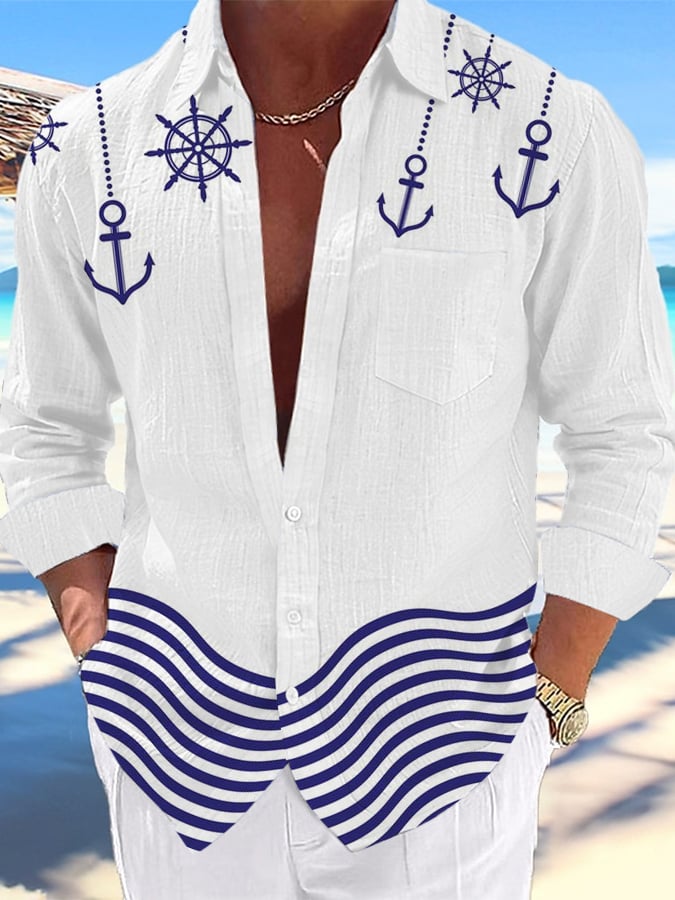 Camisa casual Hawaiian estampado Lapel para hombre