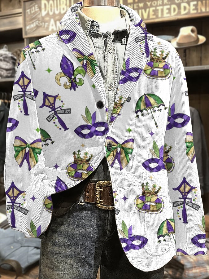Saco Mardi Gras estampado casual para hombre