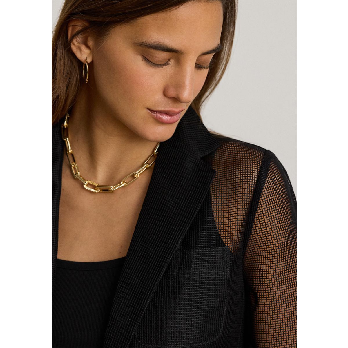 Petite Mesh Single-Button Blazer - 3