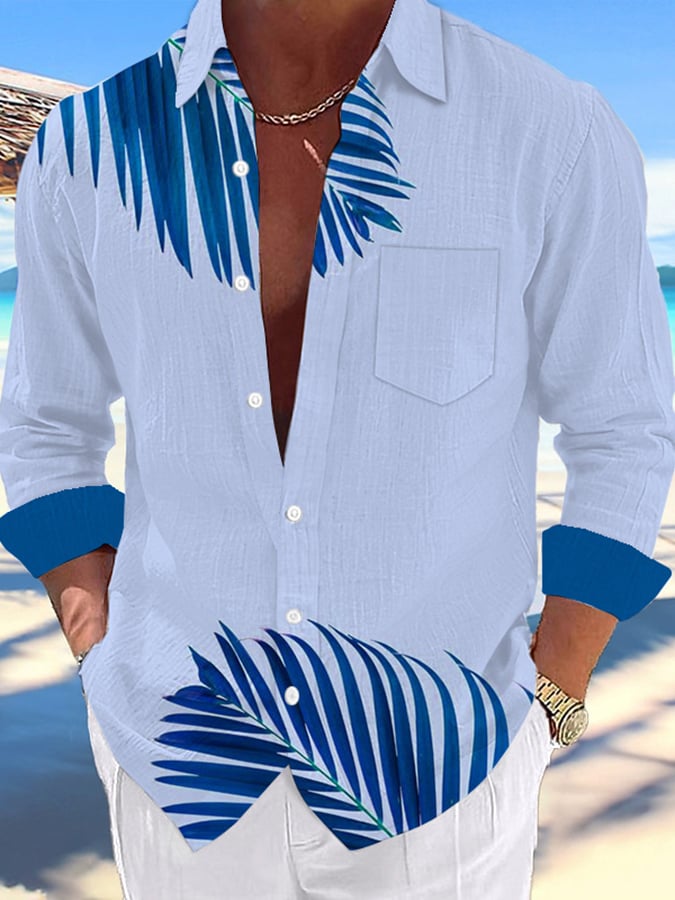 Camisa Hawaiian Palm Tree de moda estampado Resort casual para hombre