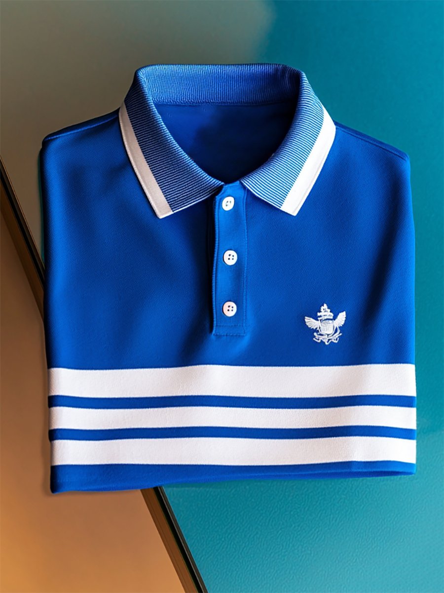 Camisa polo vintage ejecutivo de manga larga para hombre