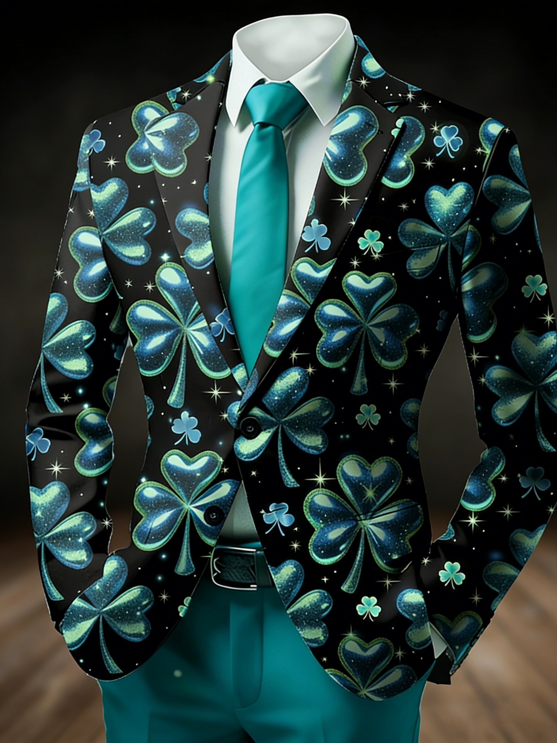 Chaqueta St. Patrick Four Leaf Clover saco abrigo vintage abrigo saco with Graffiti para hombre