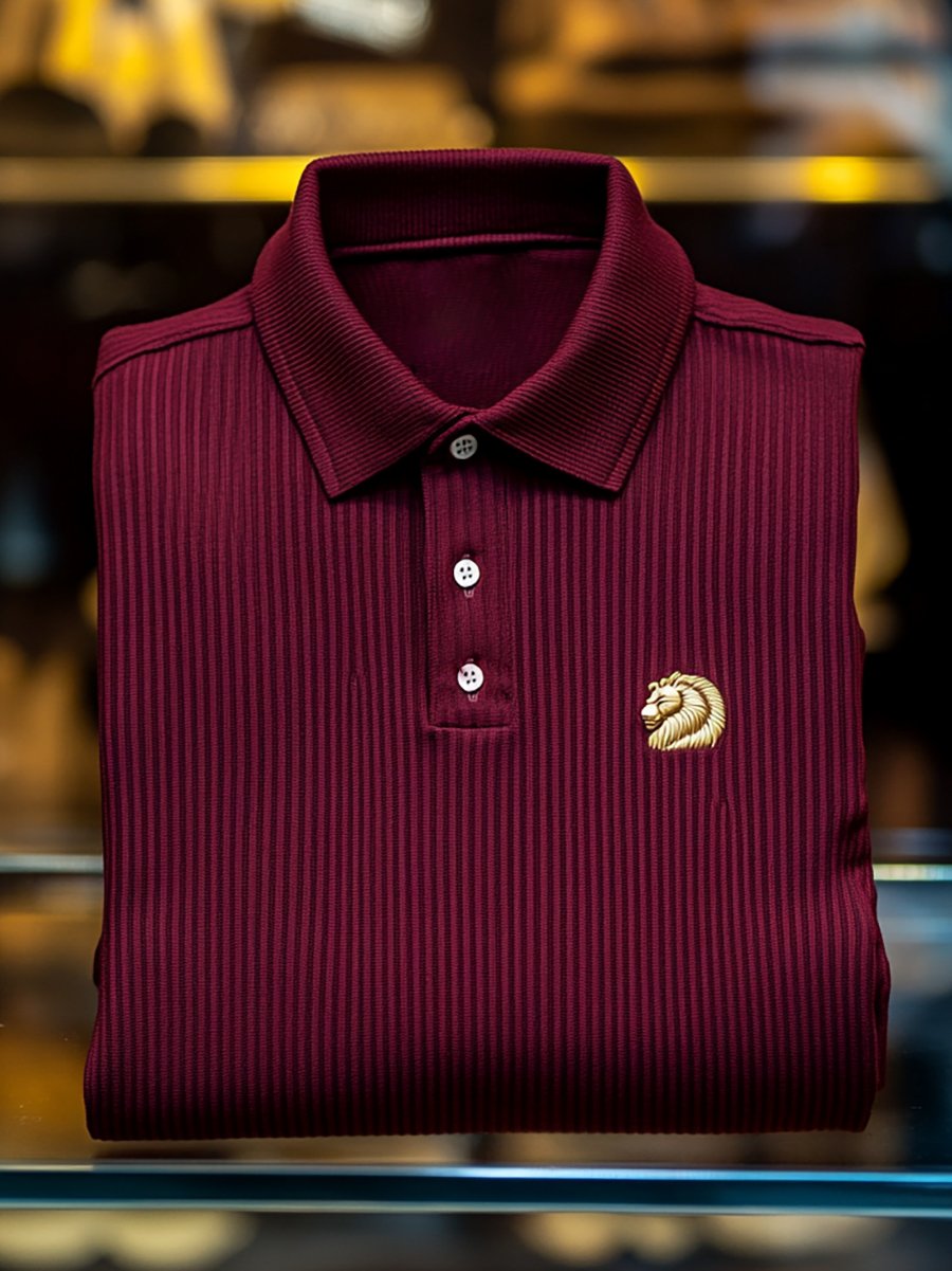 Camisa polo vintage ejecutivo de manga larga para hombre