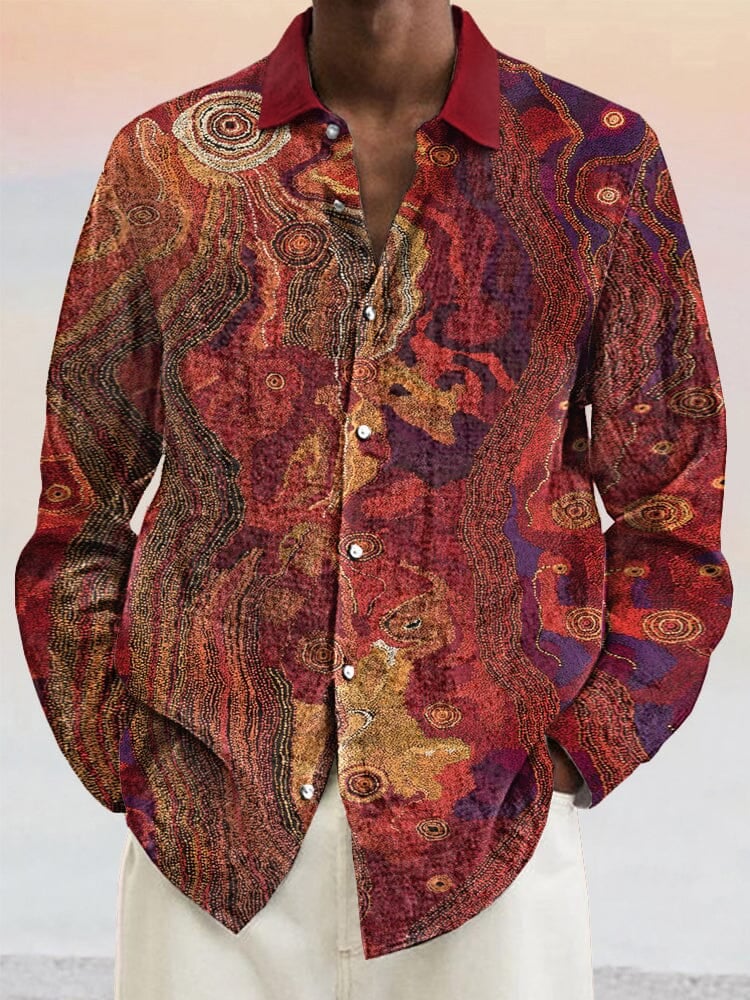 Camisa abstract estampado de manga larga para hombre