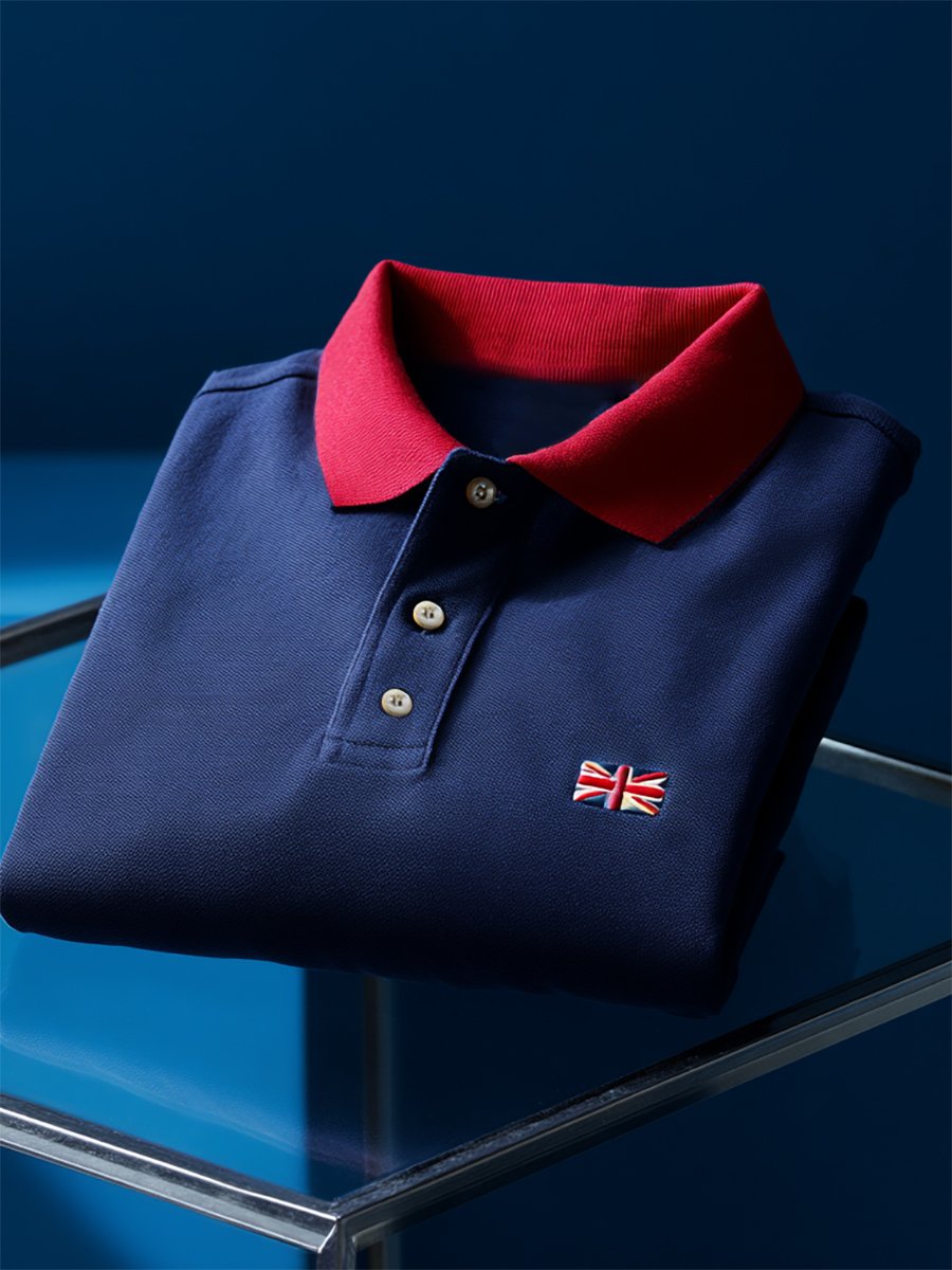 Camisa polo ejecutivo casual Union Jack Button de manga corta para hombre