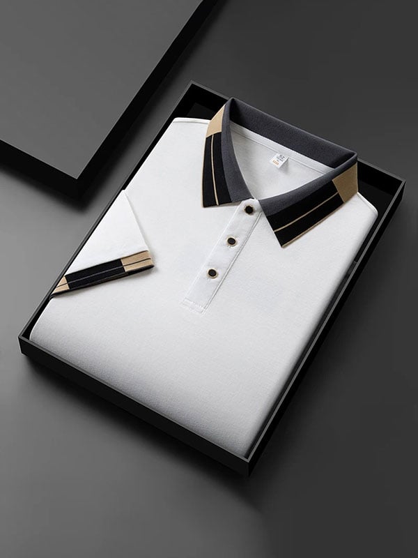 Camisa polo a cuadros ejecutivo solapa de manga corta para hombre