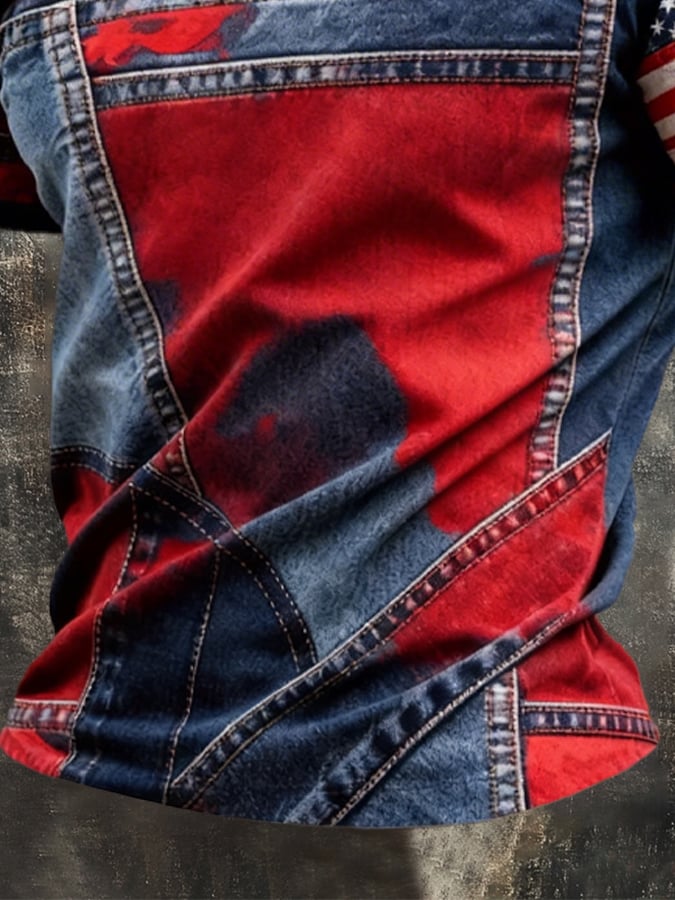 Camiseta retro Patriot camuflaje Patchpara trabajo para hombre