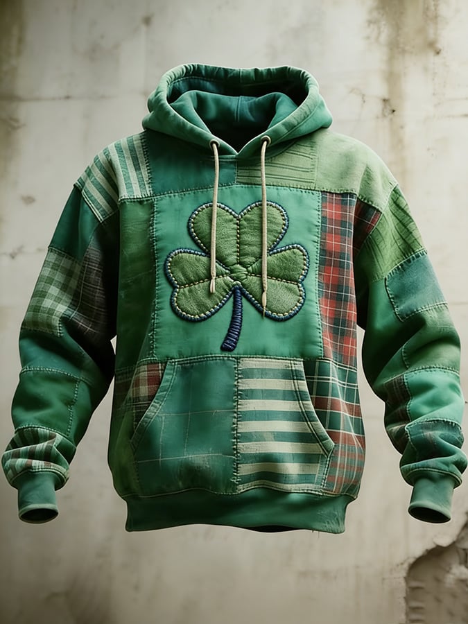 Casual retro St. Patrick's Day Hooded para hombre