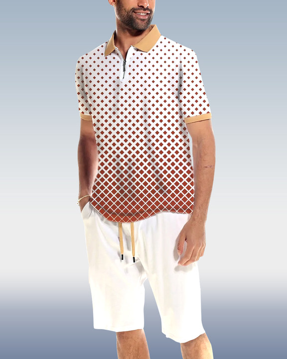 Camisa polo Polka Dot 2 Piece shorts Set para hombre