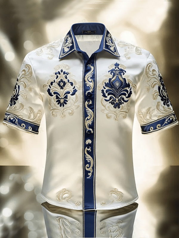 Camisa ejecutivo estampado de manga corta para hombre