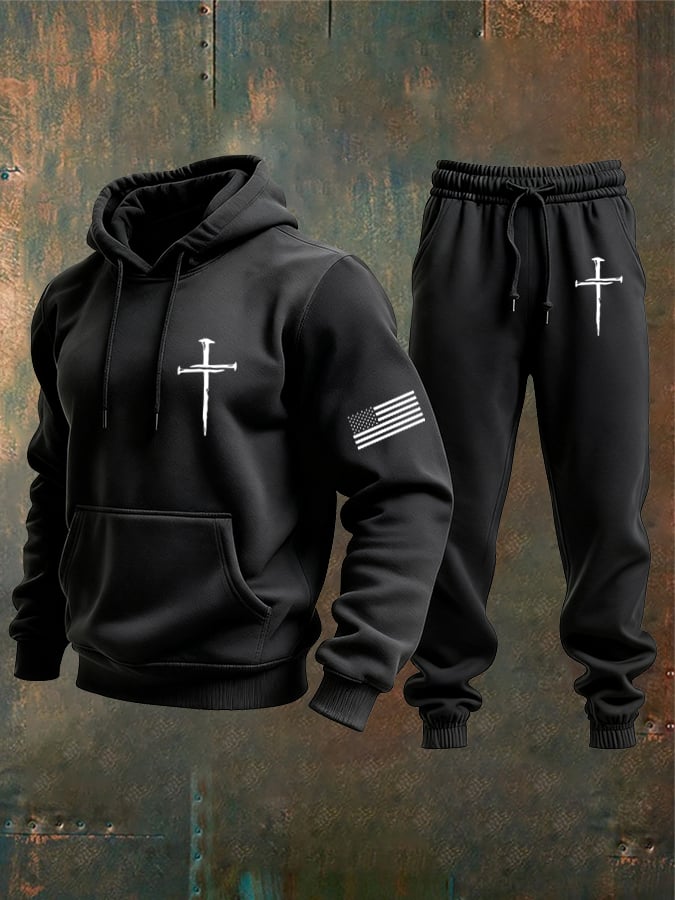 Sudadera vintage Faith Cross Set para hombre