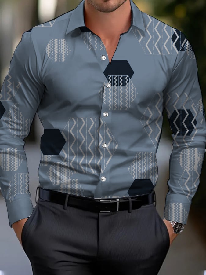 Ejecutivo Style geométrico Princamiseta para hombre