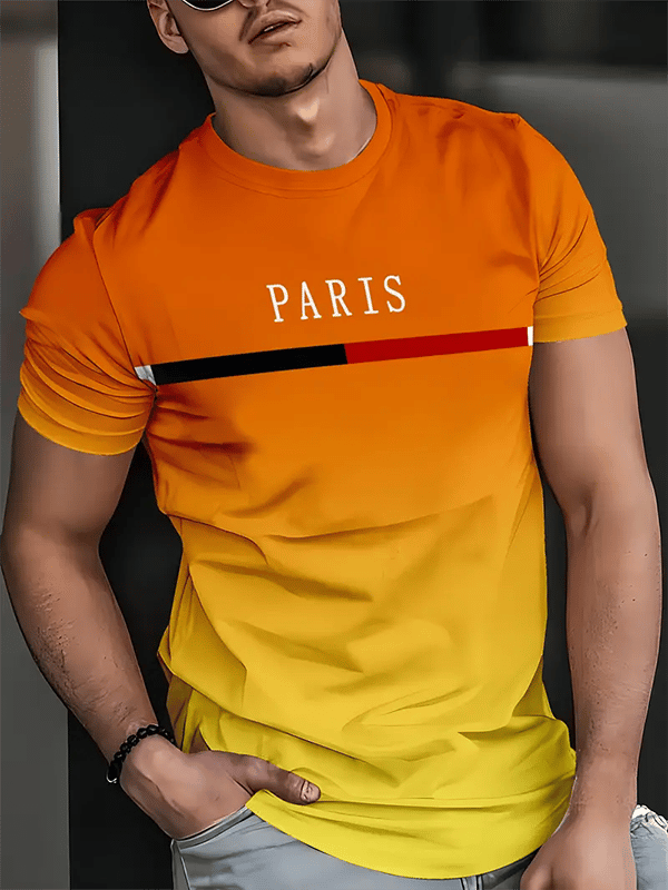 Camiseta ejecutivo rayas Logo estampado de manga corta para hombre