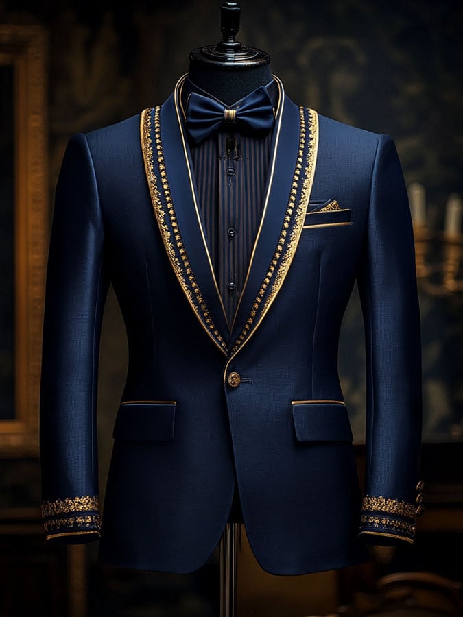 Casual clásico Contrast Color ejecutivo de manga larga Suit para hombre