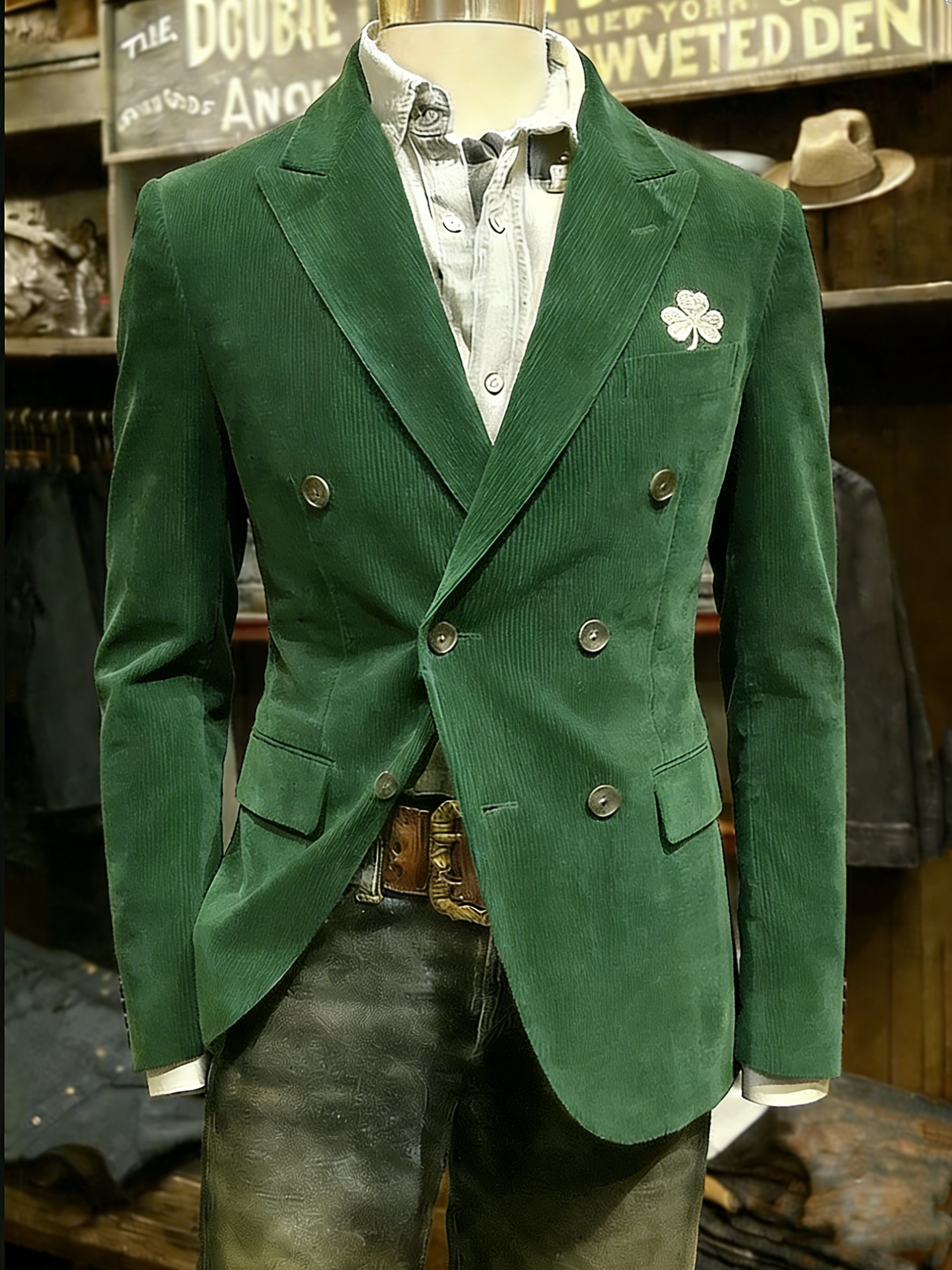 Chaqueta vintage Shamrock St Patrick's Day casual para hombre