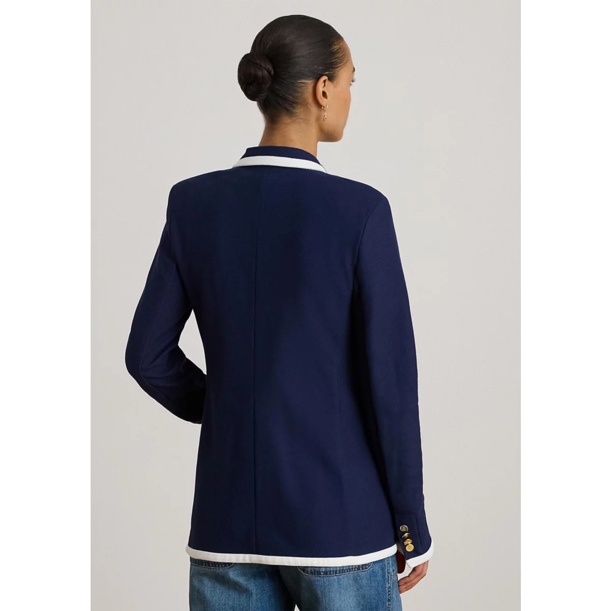 Women's Two-Tone Double-Breasted Piqué Blazer - 2
