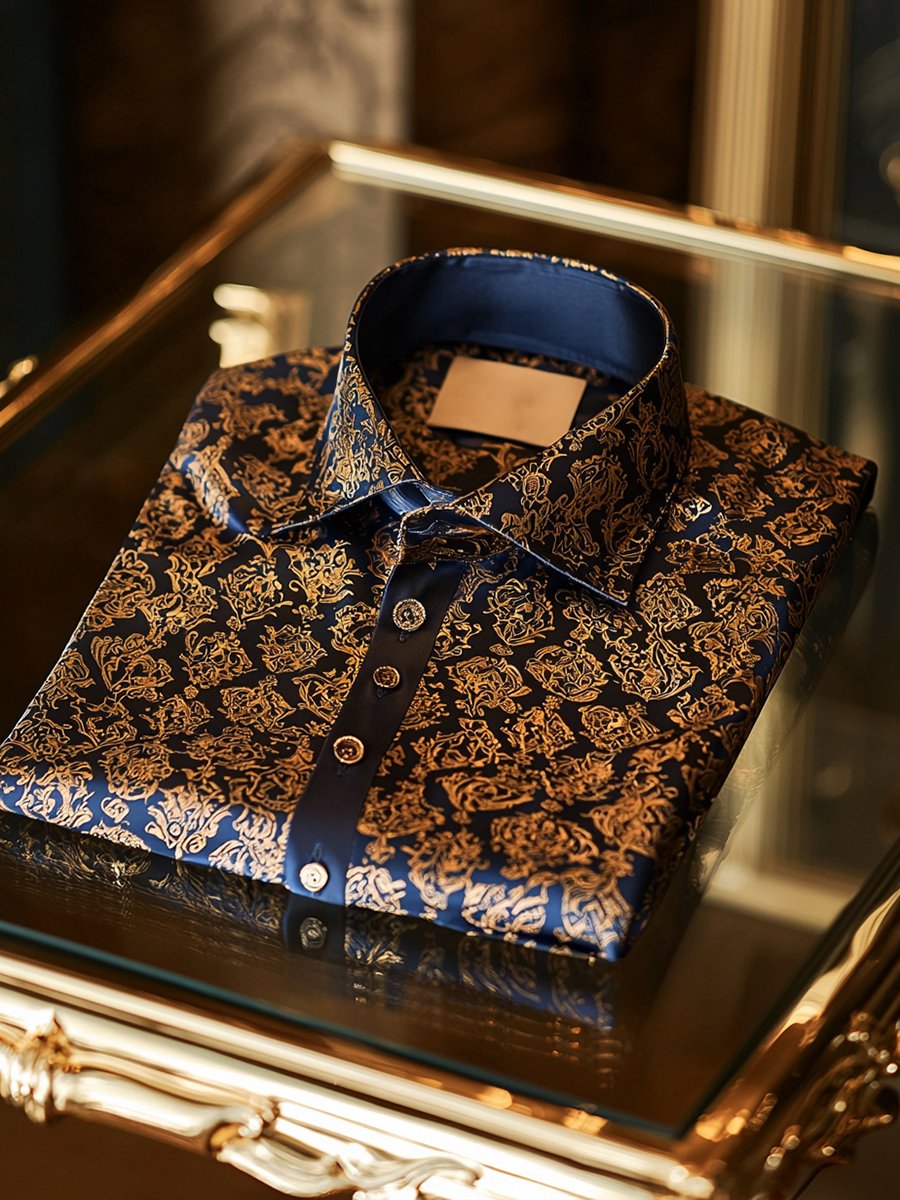 Camisa satén de lujo ejecutivo de manga larga para hombre