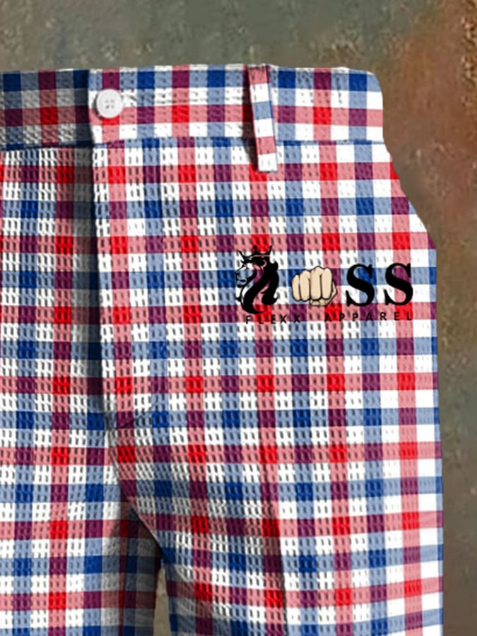 Pantalón casual a cuadros Waffle para hombre