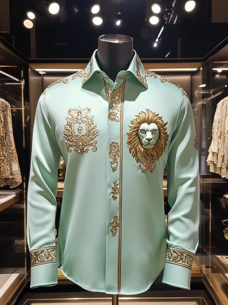 Camisa satén Luxe de manga larga con botones para hombre