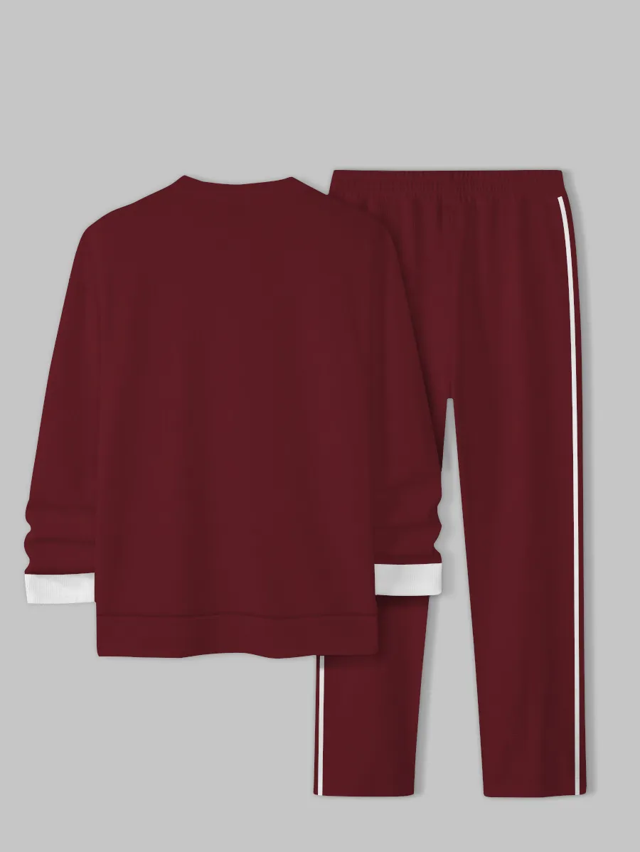 Simple Colorblock Round Neck casual Sports Set 0122 para hombre