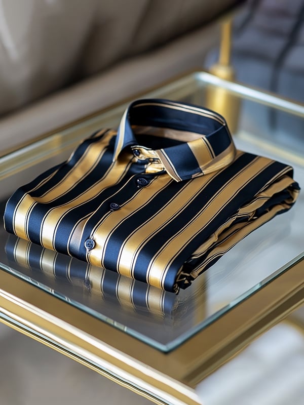 Camisa satén Luxe estampado de manga corta Button para hombre