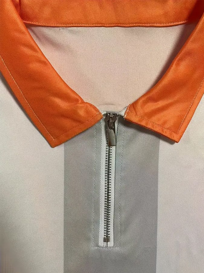 Camisa polo casual en bloques de color con cierre para hombre