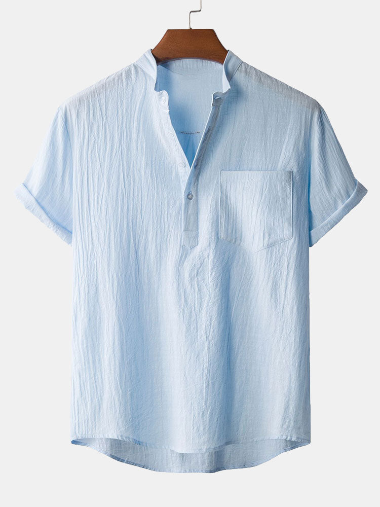 Camisa Henry Collar With Pocket