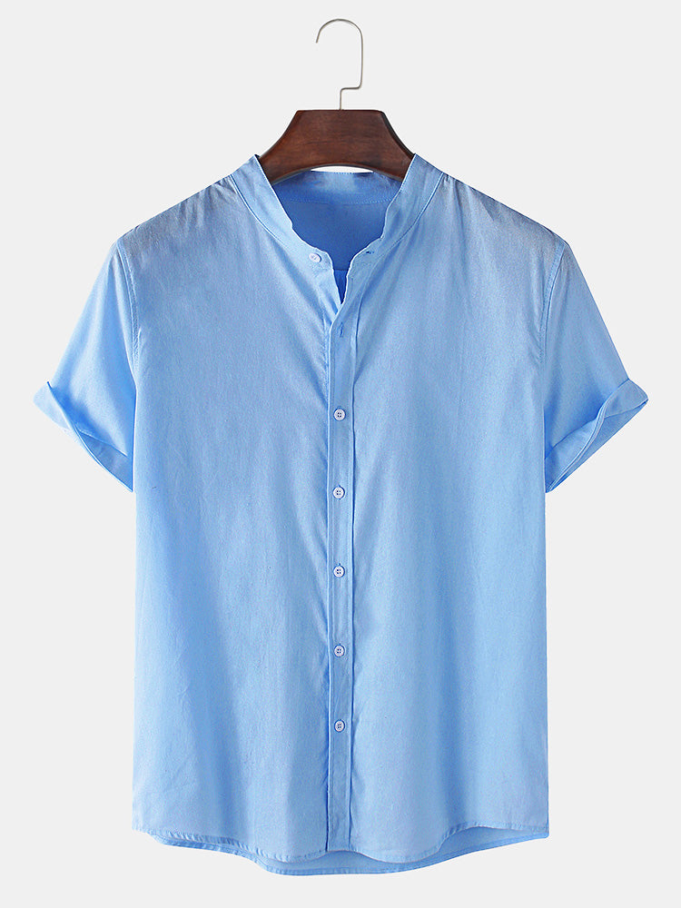 De lino Look transpirable de manga corta Basic camisas