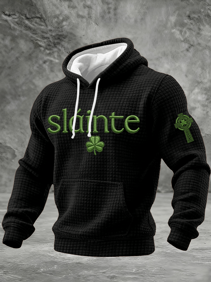 Sudadera St. Patrick's Day estampado Checkered con gorrasucha para hombre