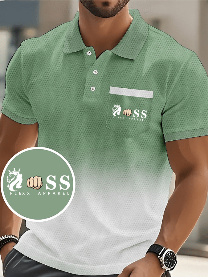 Camisa polo de moda ejecutivo Letter estampado casual para hombre