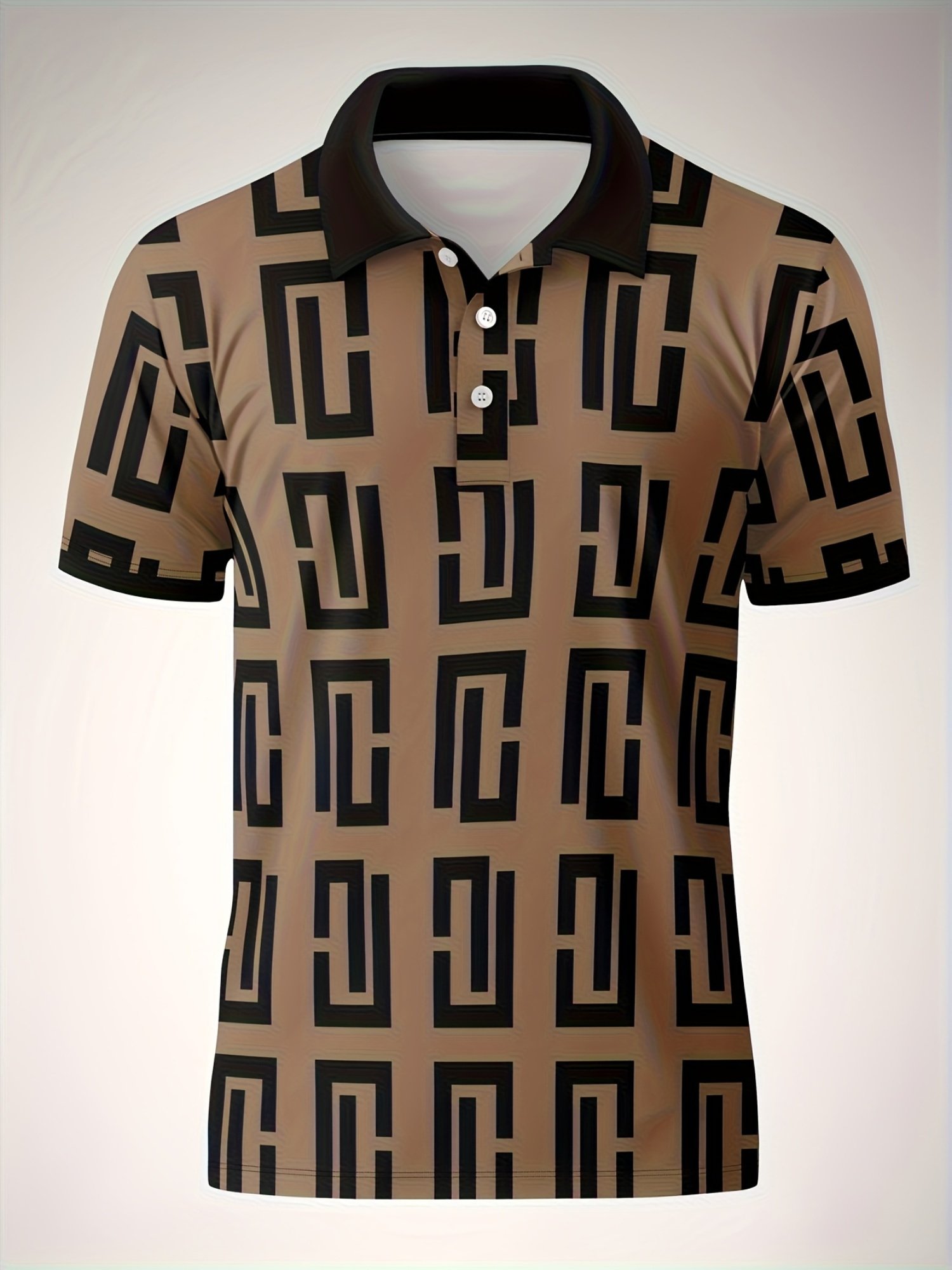 Camisa polo ejecutivo casual a rayas Button de manga corta para hombre