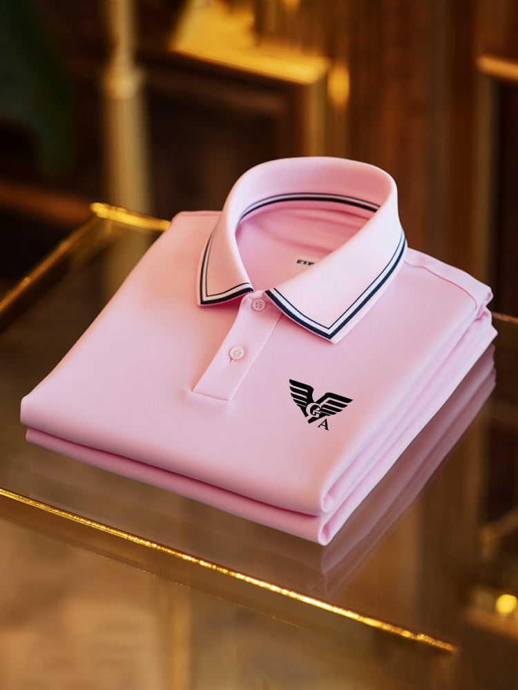 Camisa polo clásico ejecutivo Check Button de manga corta para hombre