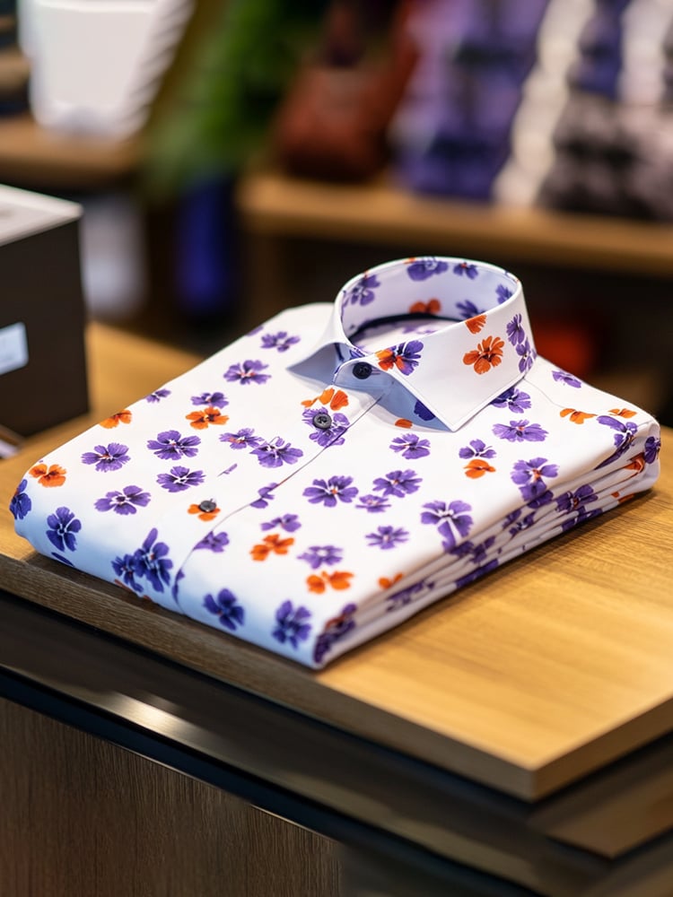 Camisa ejecutivo de lujo floral estampado de manga corta para hombre