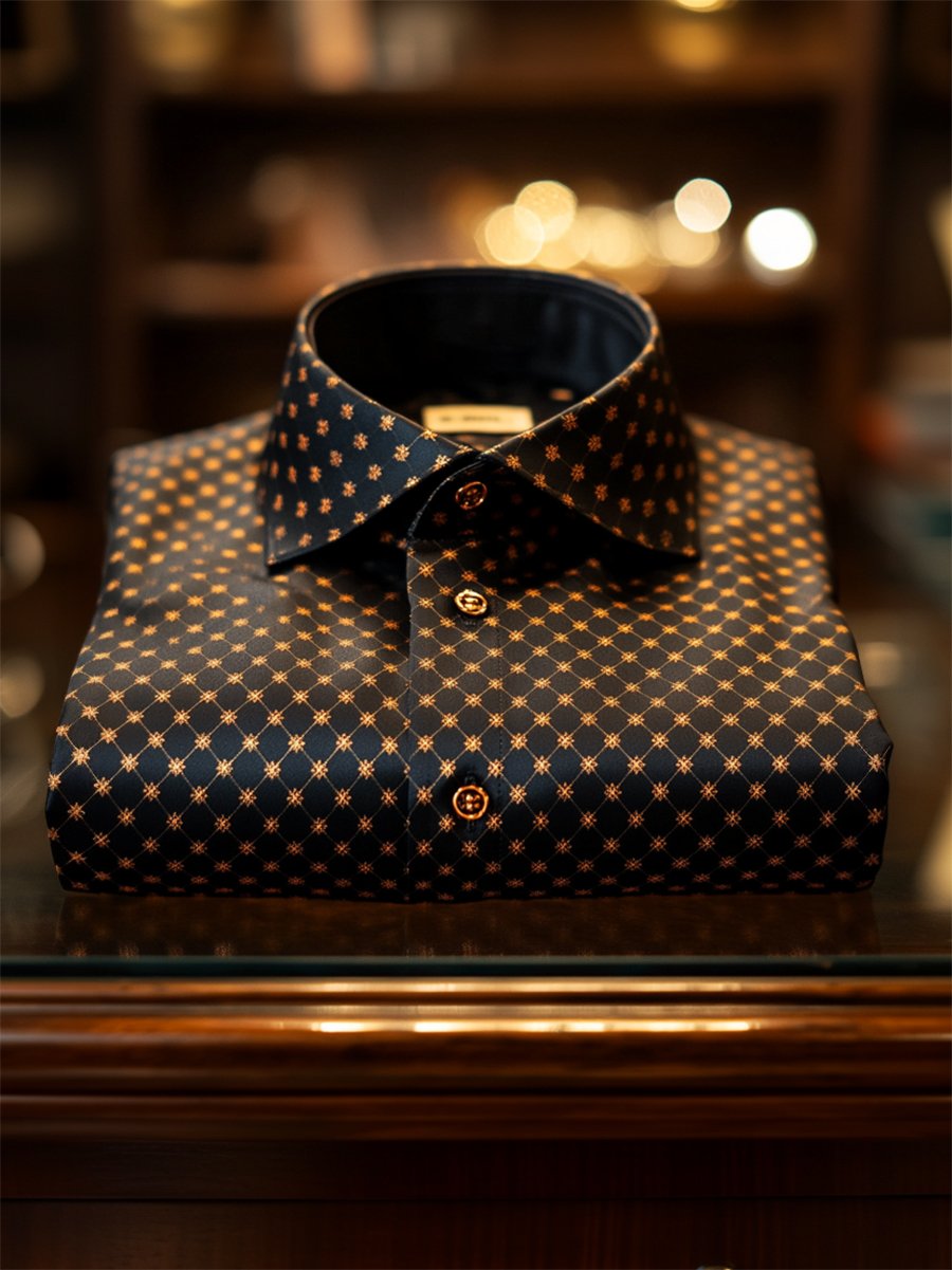 Camisa satén Luxe de manga larga con botones para hombre