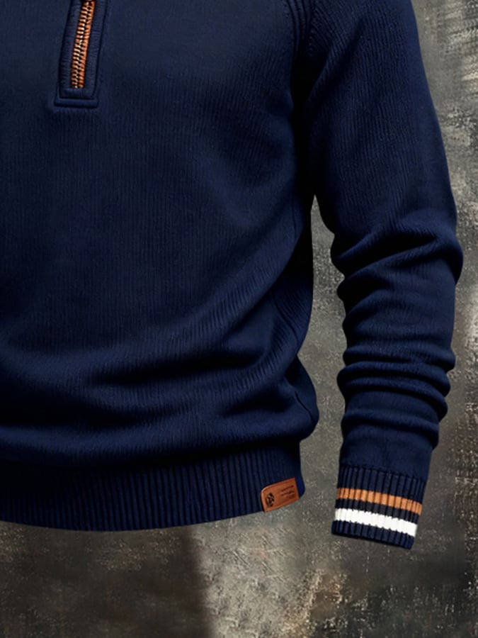 Sudadera vintage Style Color-Block de manga larga tejidoted para hombre