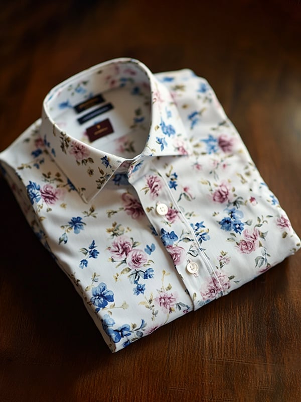 Camisa casual Watercolor floral estampado de manga larga para hombre