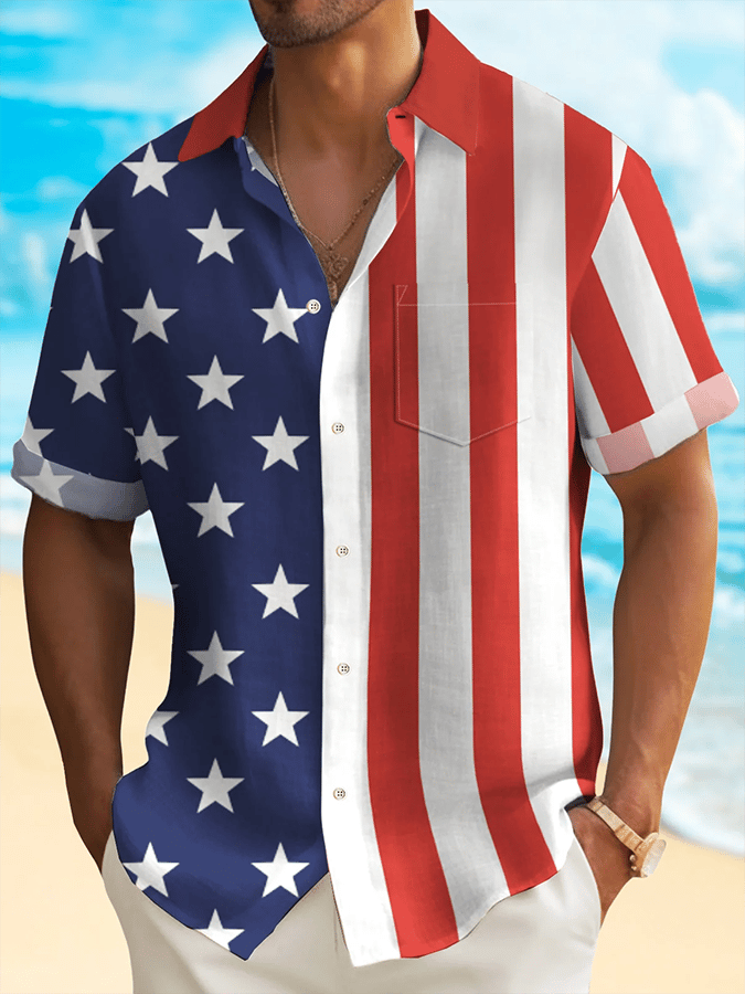 Camisa Independence Day estampado casual (With Pockets) para hombre